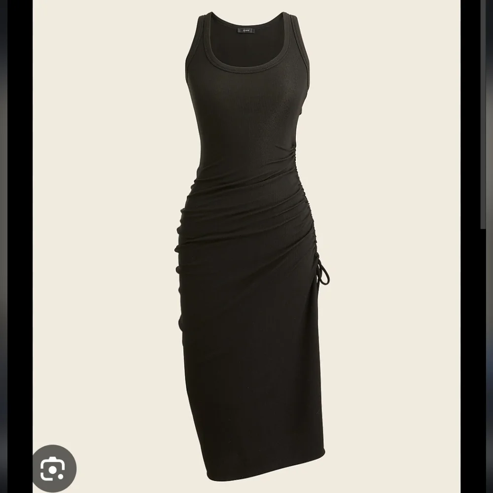 J. Crew Black Ruched Midi Dress